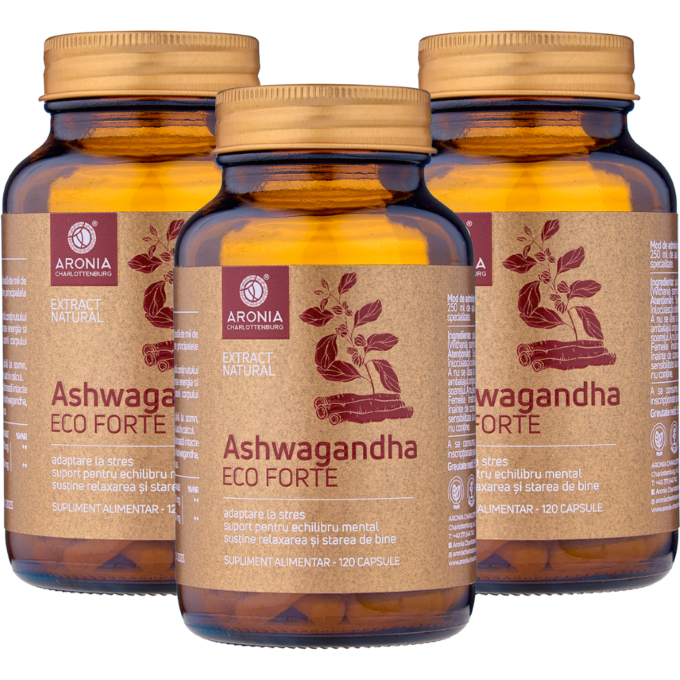 PROMO: 3 Flacoane Ashwagandha ECO Forte 120 Capsule