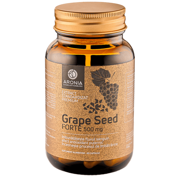 Grape Seed Forte la 500mg — 60 capsule din extract de semințe de struguri cu puternice proprietăți antioxidante și antiinflamatoare