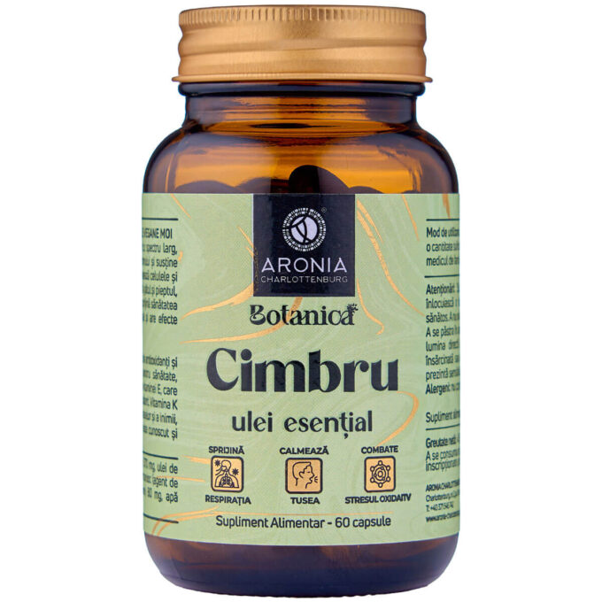 Ulei Esențial de Cimbru — 60 de capsule cu beneficii pentru respirație, tuse și gât | Botanica