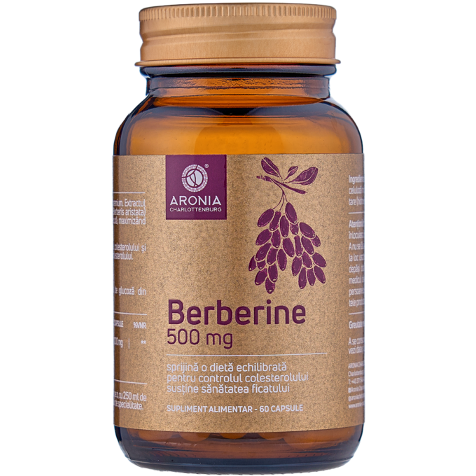 Berberine la 500mg — 60 de capsule cu proprietăți de echilibrare a valorilor glicemiei și de fortificare a mecanismelor de detoxifiere