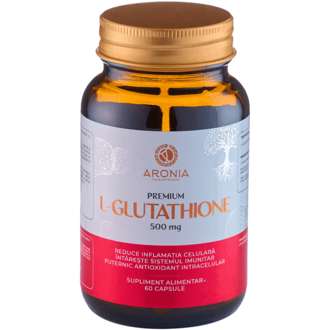 Premium L-Glutathione 500 mg — 60 capsule cu un antioxidant puternic, care protejează celulele, ficatul și imunitatea