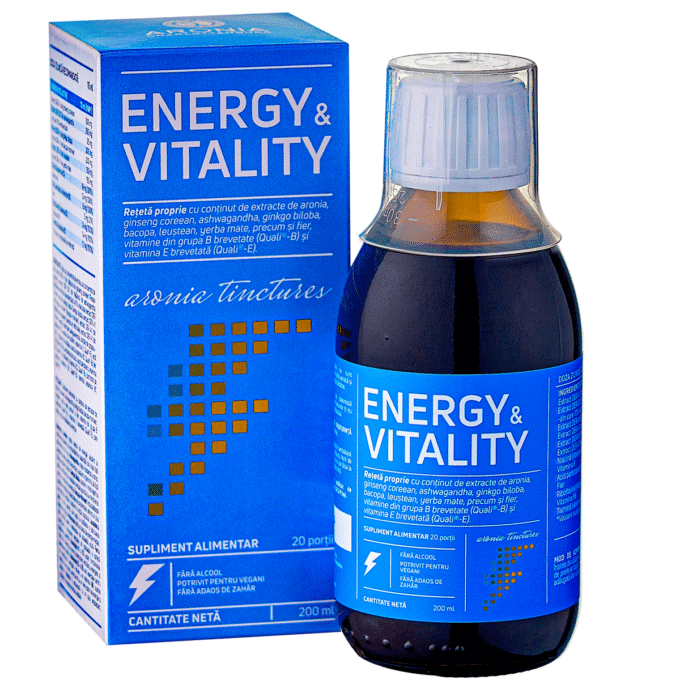 Energy & Vitality 200ml — o formulă unică din plante, superfructe și nutrienți esențiali care sporesc energia, vitalitatea și rezistența la stres