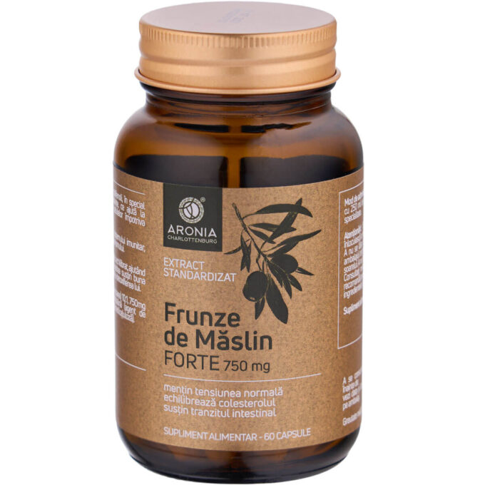 Frunze de Măslin Forte la 750 mg — 60 capsule cu beneficii pentru tensiune, colesterol și tranzitul intestinal