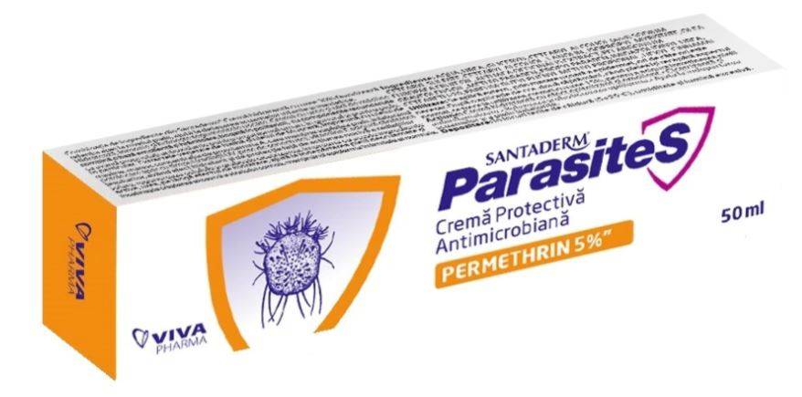 Crema protectiva antimicrobiana cu Permetrina 5%, Parasites 50ml - Viva Pharma