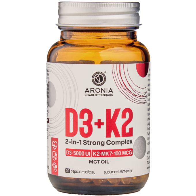Vitamina D3+K2, 2-in-1 Strong Complex — doză foarte concentrată pentru sănătatea oaselor, dinților și mușchilor