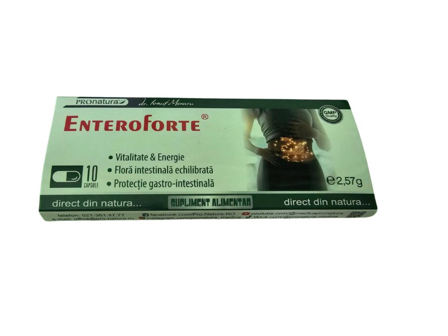 Enteroforte, ajuta la absorbtia gazelor intestinale, 10 capsule, Medica - Pro Natura