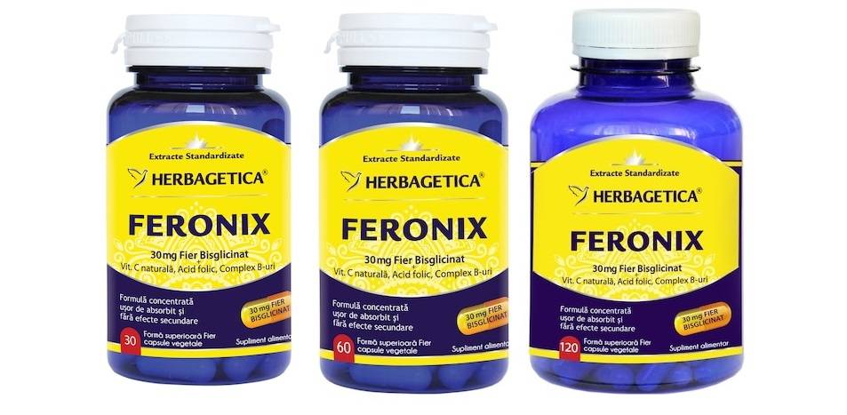Feronix (Fier Bisglicinat) - Herbagetica - 30 capsule