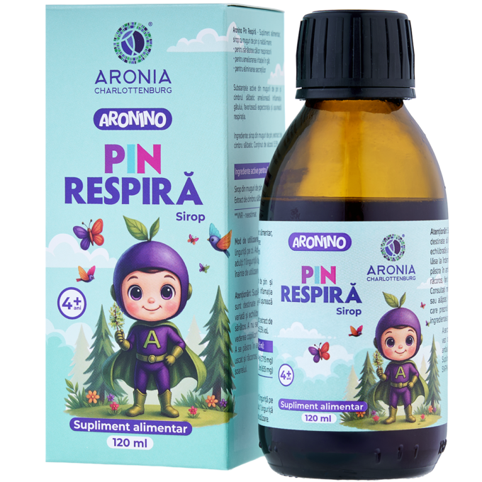 Aronino Pin Respiră — sirop pentru copii, eficient împotriva tusei, durerilor în gât și respirației îngreunate