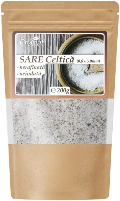 Sare celtica grunjoasa, nerafinata, neiodata 200g - Pronat