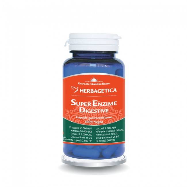 Super Enzime Digestive - Herbagetica - 30 capsule