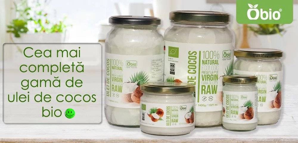 Ulei de cocos extra virgin, ECO-BIO, OBIO - 500ml (450g)