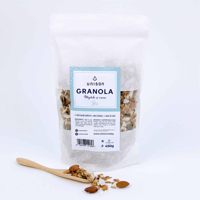 Granola cu migdalefulgi de cocos fara zahar 450g