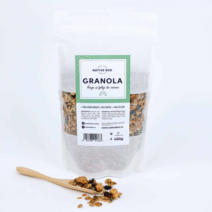 Granola cu cajufulgi de cacao fara zahar 450g