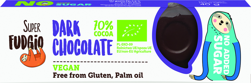 Ciocolata vegana fara zahar, fara gluten, 50g ECO