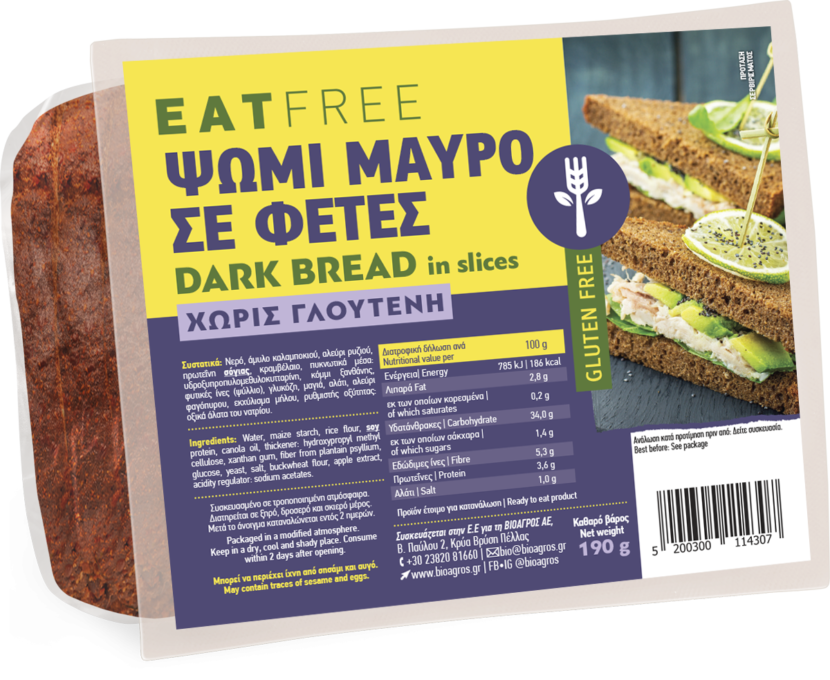 Paine neagra feliata, fara gluten 190g