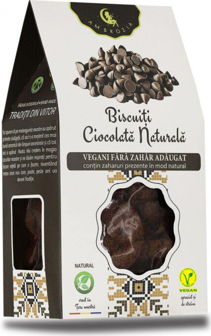 Biscuiti vegani cu ciocolata naturala - 150g