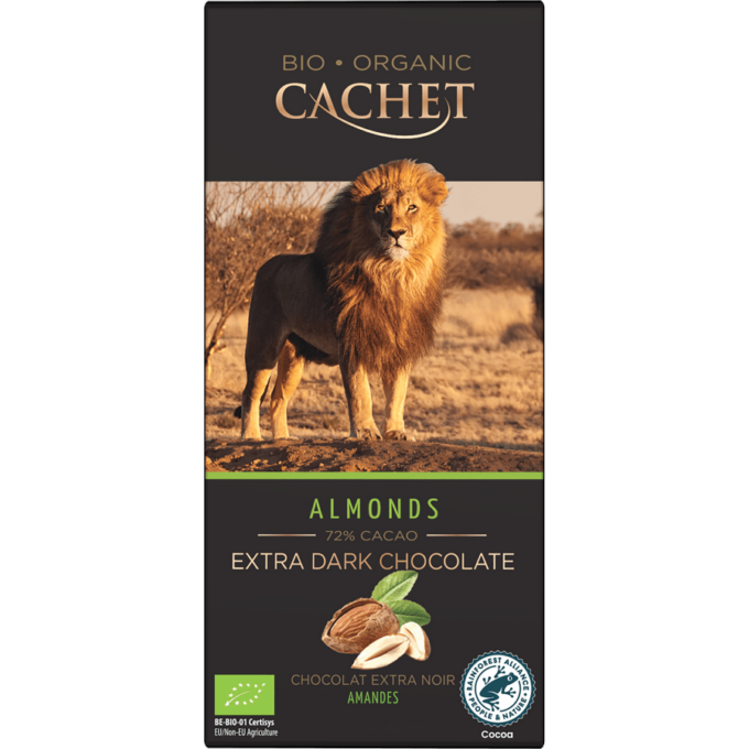 Cachet Ciocolata migdale 72% cacao 90g ECO