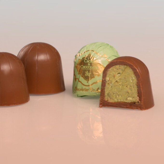 DUBAI CHOCOLATE STYLE - Ciocolata cu lapte umpluta cu crema de fistic si cataif