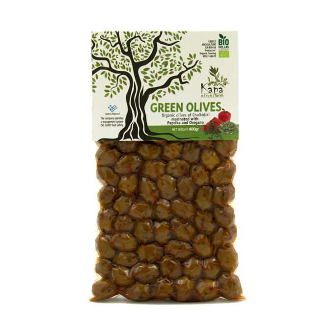 Masline verzi paprika oregano in vacuum - 400g ECO 1 Masline verzi paprika oregano in vacuum - 400g ECO