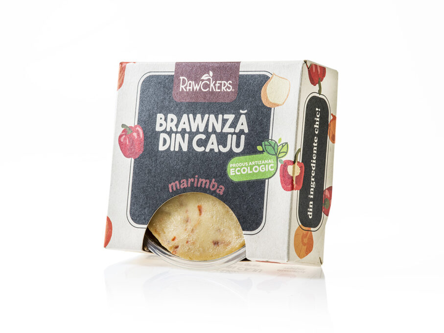 Branza de caju ECO maturata, cu ardei  ceapa - Marimba 150g - Rawckers