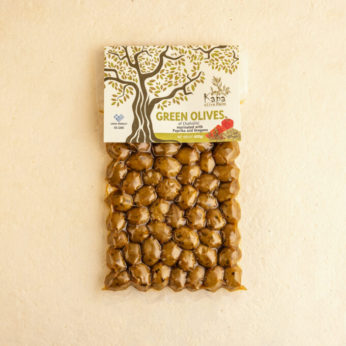 Masline verzi paprika oregano in vaccum - 400g 1 Masline verzi paprika oregano in vaccum - 400g