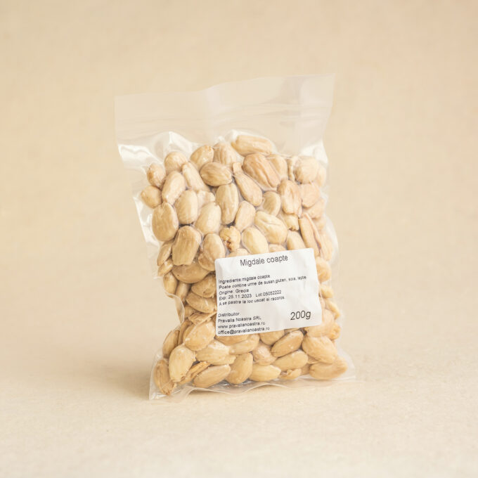 Migdale Grecia decojite coapte nesarate vacuum 200g 1 Migdale Grecia decojite coapte nesarate vacuum 200g