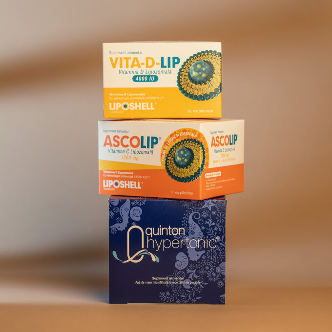 Pachet Wellness 1 - Plasma Hipertonic Quinton, Vitamina C Lipozomala Ascolip 1000 mg LIPOSHELL , Vitamina D Lipozomala 4000UI
