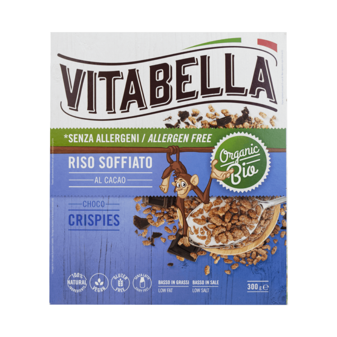 Pufuleti de orez fara gluten cu glazura de ciocolata - 300 g Vitabella Bio